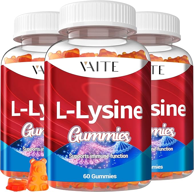 L-Lysine 1000mg Gummies - Supports Skin Lip Vegan Gluten Free 60 Chewable Lysine for Adults Vitamins Tissue Health &amp Immune System Amino Acid Vitamin Supplement &amp Complex Supplements (3