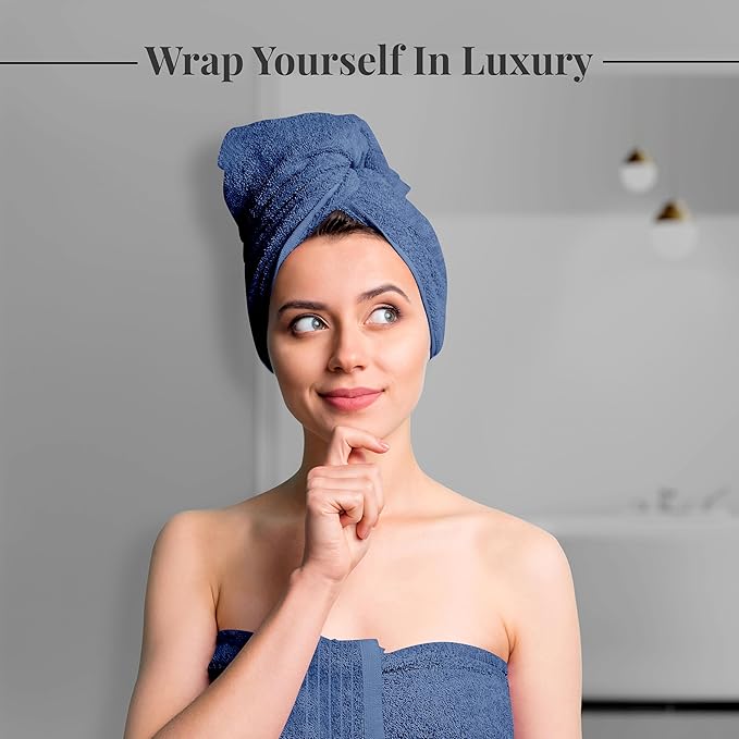 Tens Towels Pack of 4 Extra Large Bath Towels 30 x 60 Inches 100% Cotton Larger &amp Lighter Weight Quicker to Dry Super Soft and Absorbent Perfect for Bathroom Blue