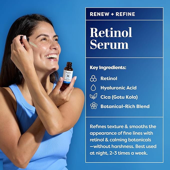 TruSkin Face Serum Trio ? Hyaluronic Acid Vitamin C &amp Retinol Serum for Face ? Anti Aging Skin Care Set for Women ? Skincare for Bright Smooth Hydrated &amp Firmer-Looking Skin 1 fl oz 3 Bot