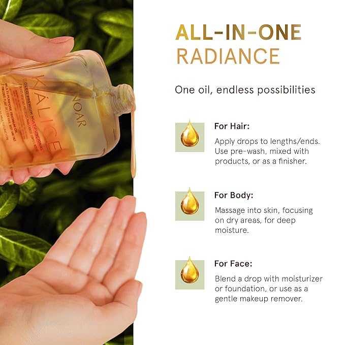 INOAR Kalice ?leo Essential Oil Blend Multi-Purpose Moisturizing &amp Regenerating Serum for Hair Face &amp Body 3.4 fl oz