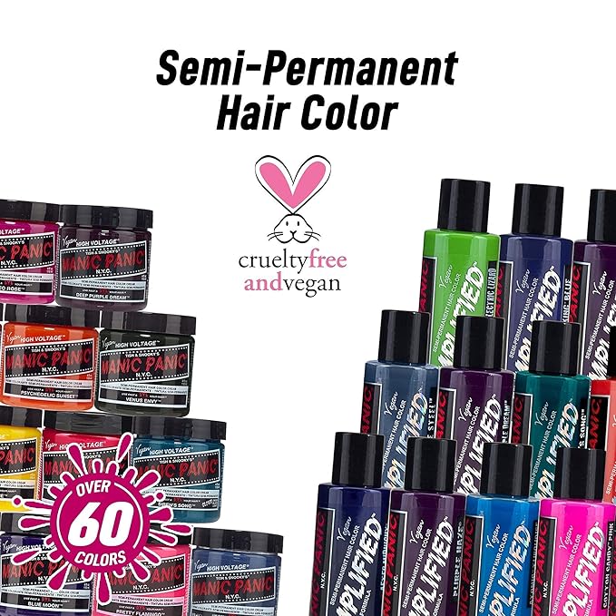 MANIC PANIC Classic After Midnight Semi Permanent Hair Color - Dark Blue Hair Dye for Women &amp Men That Lasts 4-6 Weeks - Vegan Ammonia &amp Cruelty-Free - Create &amp Mix Custom Shades (4oz / 2