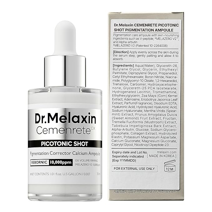 Dr.Melaxin Cemenrete Picotonic Shot Calcium Serum for Firming Density collagen serum Even Skin Tone &amp Skin Clarity Anti-aging Dark spot care 1.01 fl.oz.