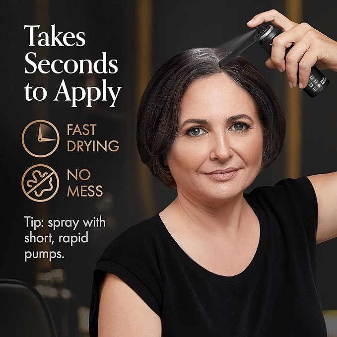Michel Mercier Hair Root Touch Up Spray with Unique Applicator Protects Hairline and Scalp Health Fast and Easy Grey Hair Cover Up Concealer for Women and Men (Black)