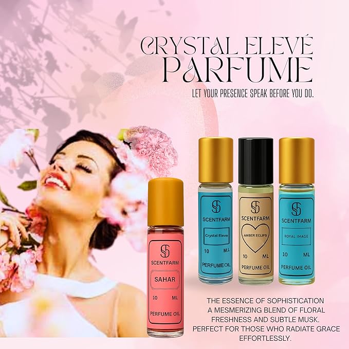 Perfume Oil 5-in 1 Set -Long Lasting Alcohol-Free Roll-On Fragrance Oils for Men &amp Women5 ×10ML Concentrated Travel Perfume Oils Crystal EleveSaharAmber Eclips Crimson Noir &amp Royal Image