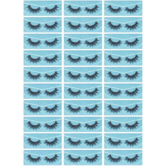 Wholesale Lashes 3D Faux Mink Eyelash Bulk 18mm Handmade Reusable Eye Lash Dramatic Fluffy False Lash with Glitter Portable Packing (30 pairs - A20)