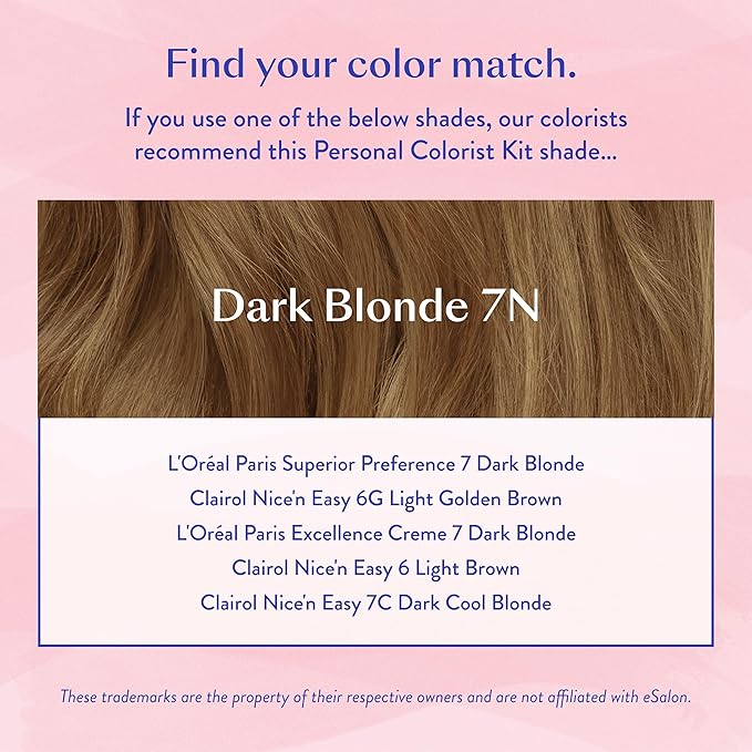 eSalon Permanent Hair Color &amp Hair Dye Kit - Dark Blonde - Professional-Grade Ammonia-Free Colorist for Up To 100% Gray Coverage on All Hair Types