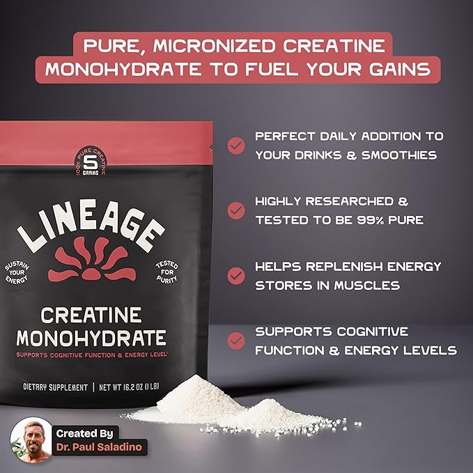 Micronized Creatine Monohydrate with Sea Salt - Micronized Creatine Powder for Training &amp Performance ? No Artificial Ingredients ? 90 Servings