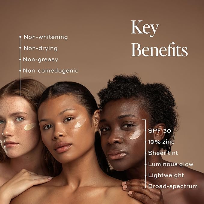 DIME Beauty Tinted Glow Wonderscreen SPF 30 Mineral Sunscreen for Face with 19% Zinc Oxide Tinted Moisturizer with SPF 50 g (Deep)