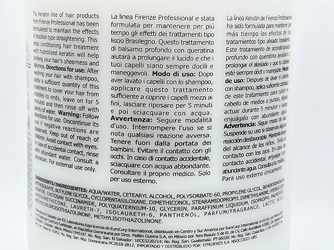 Firenze Professional Keratin Mask Treatment 33.8 oz-Free Starry Lip Gloss 10ml