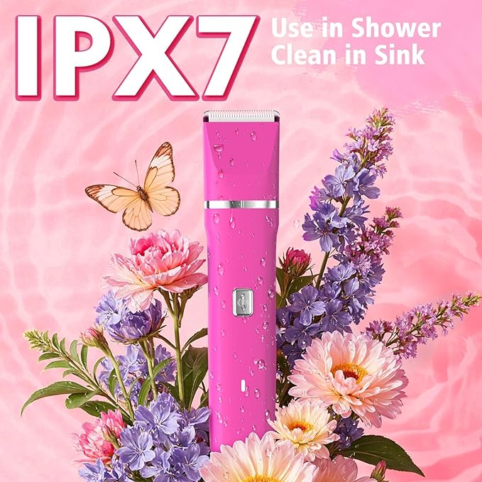 Electric Bikini Trimmer for Women Gifts for Her - 3-in-1 Rechargeable Waterproof Shaver Razor Cordless Pubic Hair Remover Precision Groomer Painless Portable Wet Dry Personal Care Tool