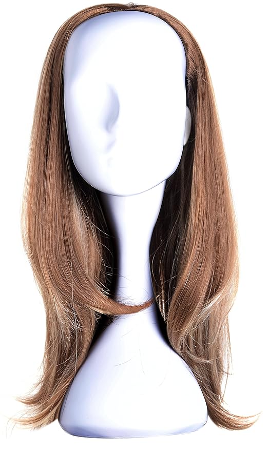 OneDor 22 Semi Curly Hair Women Ladies 3/4 Half Wig Premium Japanese Synthetic fibers Wigs with Secured Mesh Head Cap (R1224B)