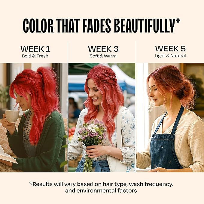 Overtone Semi Permanent Hair Color Conditioner Scarlet Red 8 oz Nourishing Damage-Free Color Depositing Mask for All Hair Types with Shea Butter &amp Coconut Oil Vegan &amp Cruelty-Free