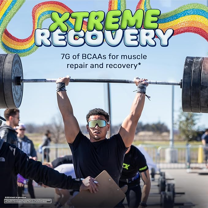 Xtend Original BCAA Powder Airheads Rainbow Berry Flavor 7g BCAA and 2.5g L-Glutamine Sugar Free Post Workout Muscle Recovery Drink with Amino Acids for Men &amp Women 30 Servings