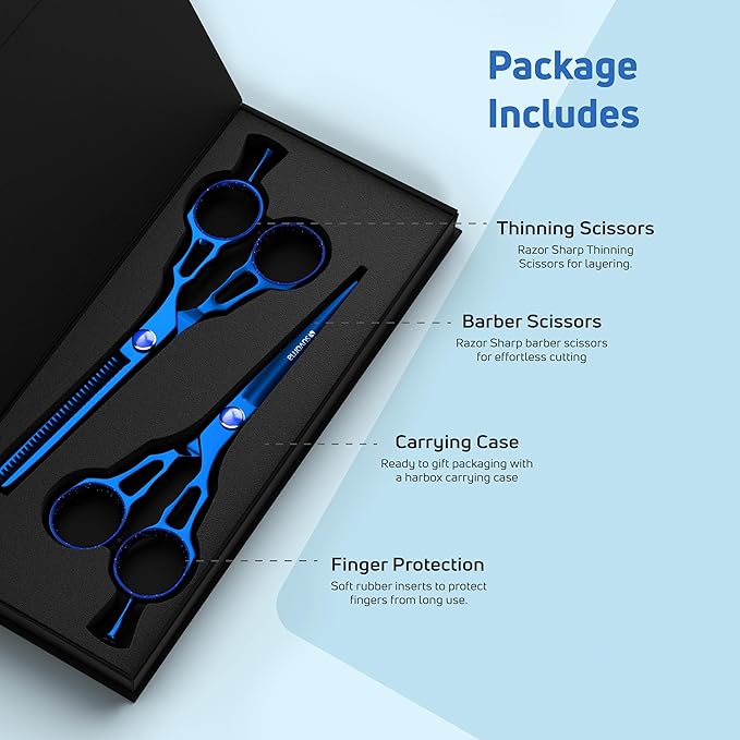 Suvorna Hair Cutting Scissors Professional with Thinning Shears for Hair | 2 Pcs Hair Shears | J2 Japanese Stainless Steel Professional Hair Scissors | 5.5 Hair Shear Professional.