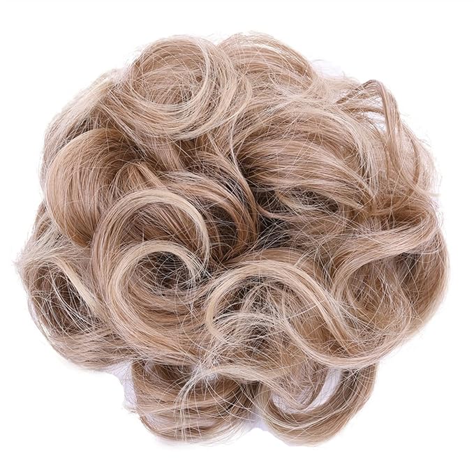EARSHOT Hair Buns Hair Piece 1 Pack Synthetic Donut Bun Messy Bun Hair Slices Curly Wavy Headbands Women Bun Wig Synthetic Wig Hair Extensions Hair Accessories For Girls (Color : 12T24)