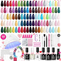 Beetles Gel Nail Polish Kit with UV Light 68 PCS Set 35 Colors Pastel Red Gel Polish with Base and Matte&ampGlossy Top Coat Soak Off Nail Kit All Year Manicure Tools Gifts for Women