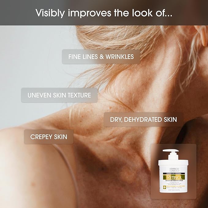 Advanced Clinicals Retinol Body Lotion + Collagen Cream Fragrance Free Face Moisturizer &amp Body Cream 2pc Skincare Set For Women &amp Men Helps Reduce Appearance Of Crepey Skin Wrinkles &amp Dr