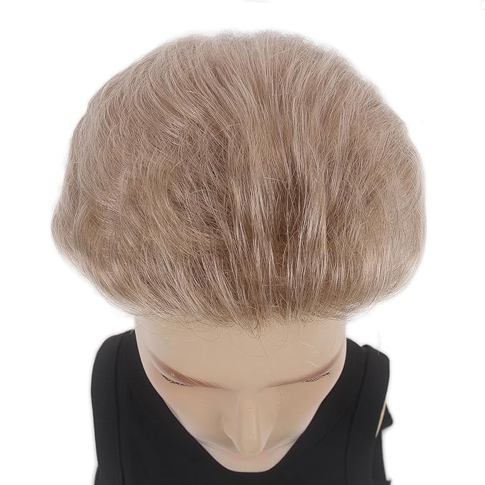 H&ampBwig Men Short Toppers Hairpiece Clip in Hair Extensions for Covering White Loss Hair Toupee (Blonde6060#8-26-613)