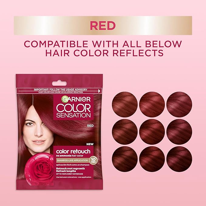 Garnier Color Sensation Color Retouch Demi Permanent Hair Dye for Roots with 100% Gray Coverage Red Hair Dye 6.6 Pack of 6