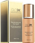 GLO24K Eye Serum with 24k Gold Hyaluronic Acid and Vitamins ACE. Potent Formula for the delicate skin around the eyes.