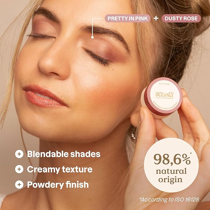 ATTITUDE Oceanly Eyeshadow EWG Verified Single Matte Cream Eyeshadow Plastic-Free Vegan Beauty and Makeup Dusty Rose 0.16 Fl Oz