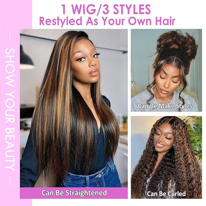 30 Inch Ombre Lace Front Wig Human Hair Pre Plucked 1B/30 Highlight Lace Front Wig 9X6 Body Wave Colored Lace Front Wigs Human Hair Honey Balayage human hair wig