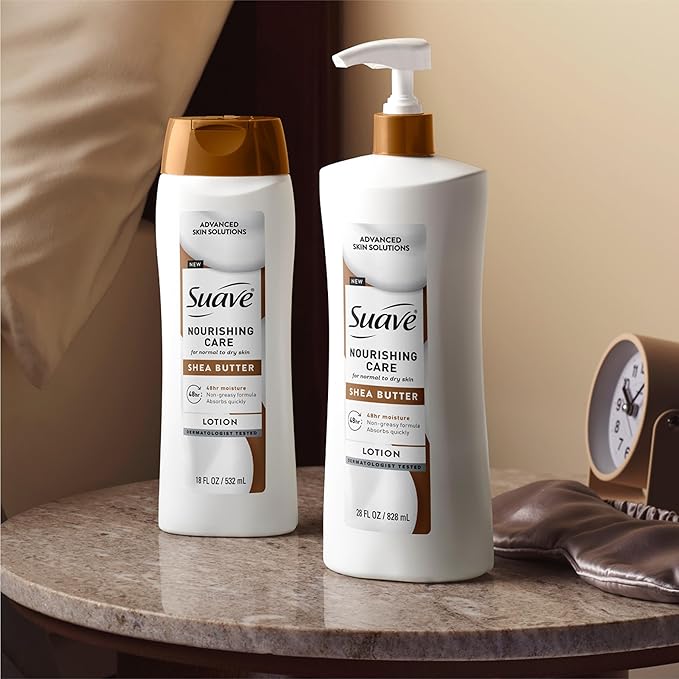 Suave Nourishing Care Hand &amp Body Lotion with Shea Butter for Women Deep Moisture for Dry Skin Fast Absorbing Allergen Free Moisturizing Cream 18FL OZ 6 Pack