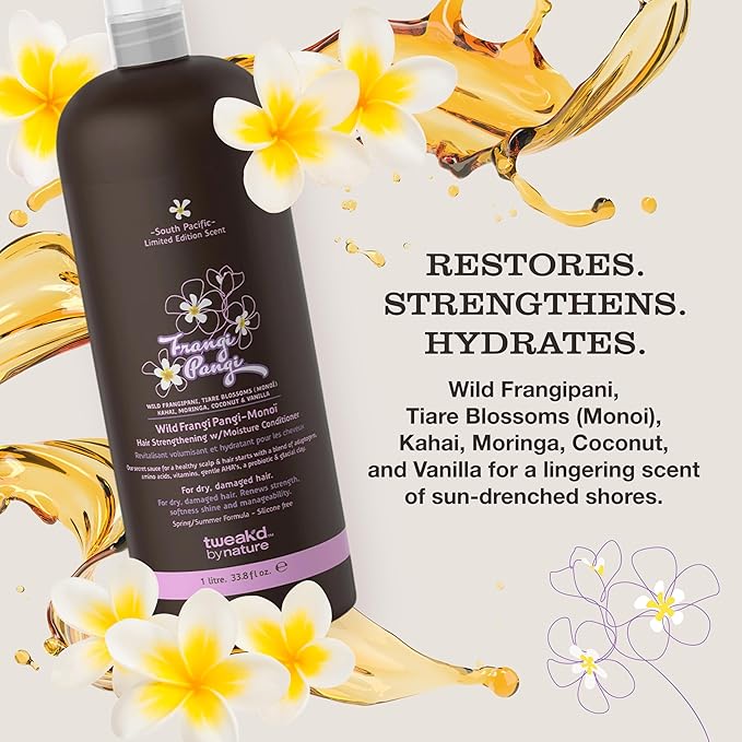 Tweak?™d by Nature - Restore Frangi Pangi-Monoi Hair Strengthening Conditioner Sulfate Free Deep Conditioner for Dry Damaged Hair with Coconut Monoi Oil and Wild Frangipani for Shine (33.8 ounces)