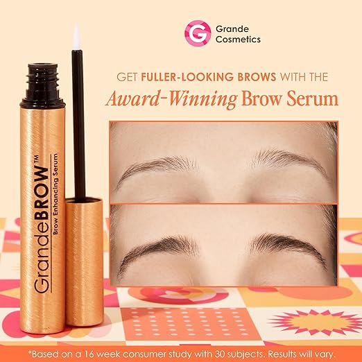 Grande Cosmetics GrandeBROW Brow Enhancing Serum For Fuller Bolder Looking Eyebrows - Brow Serum With Vitamins Peptides Antioxidants Amino Acids Cruelty-Free