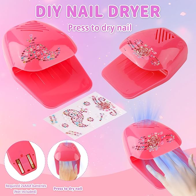 Kids Nail Polish Set for Girls Quick Dry Nail Polish Salon Kit Peelable Nail Polish Ideal Gift Toys for Toddlers Children Princess Christmas Birthday Gifts Toy Age 3-12