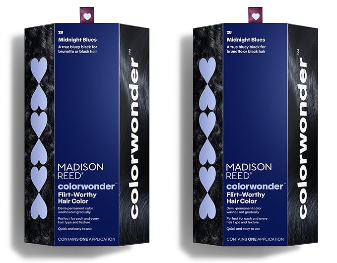 Madison Reed colorwonder Demi-Permanent Hair Color Effortless At-Home Hair Dye Ammonia-Free Cruelty-Free Midnight Blues (2B Blue Black) Pack of 2
