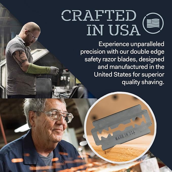 Made in USA Double Edge Razor Blades (50-Pack) ? Stainless Steel Smooth &amp Sharp | Fits All DE Safety Razors | Battle Brothers