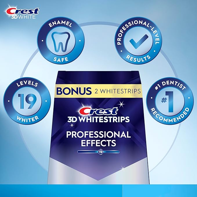 Crest 3D Whitestrips Professional Effects ? Teeth Whitening Kit 22 Treatments (20 + 2 Bonus) Each with 1 Upper/1Lower 44 Strips ? Crest 3DWhite Teeth Whitening Strips
