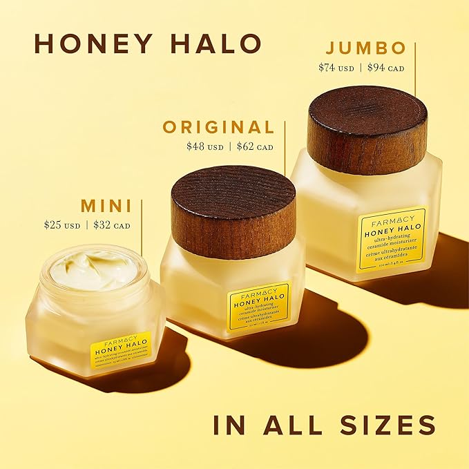 Farmacy Ceramide Face Moisturizer - Honey Halo Hydrating Facial Moisturizer for Dry Skin - Plumps Soothes + Restores Skin with Potent Ceramides + Buckwheat Honey for a Dewy Healthy Glow (50ml)