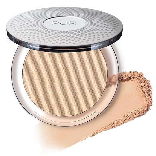 P?R MINERALS 4-in-1 Pressed Mineral Makeup Powder Foundation with SPF 15 - Concealer &amp Finishing Compact Pressed Powder for Face - Buildable Medium to Full Coverage Foundation Powder