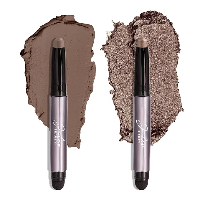 Julep Eyeshadow 101 Cr?me-to-Powder Waterproof Eyeshadow Stick Duo ? Long-Lasting Crease-Proof Easy Apply with Built-in Smudger -Taupe Shimmer and Stone