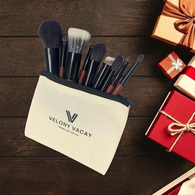 Mini Makeup Brush Set 9 Full Face Mini Travel Make Up Brushes Set Synthetic &amp Natural Hair Makeup Brushes For Blush Eyeshadow Conceal Eyebrow Brush with a compact Brush Case