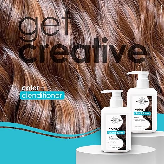 Keracolor Color + Clenditioner 3-in-1 Color-Depositing Conditioner Gentle Cleansing Conditioner Infusing Semi-Permanent Hair Color 9 Shades 33.8 Fl Oz