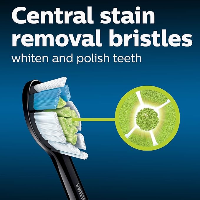Philips Sonicare W DiamondClean - Genuine Replacement Electric Toothbrush Heads Black 2 Pack HX6062/95