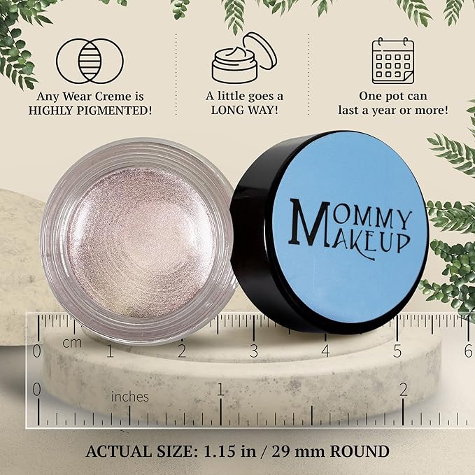 Mommy Makeup Any Wear Creme Eyeshadow - Waterproof Crease-Proof Long Lasting High Pigment Oil-free - Cream to Powder for Eyes Cheeks &amp Lips (Crystal)