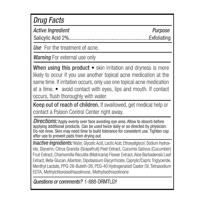 DRMTLGY Tingl Exfoliating Face &amp Body Pads ? Glycolic Lactic &amp Salicylic Acid for Acne Pores Blackheads &amp Wrinkles ? AHA BHA Toner Pads for Oily Skin Anti-Aging FSA/HSA Eligible ? 60