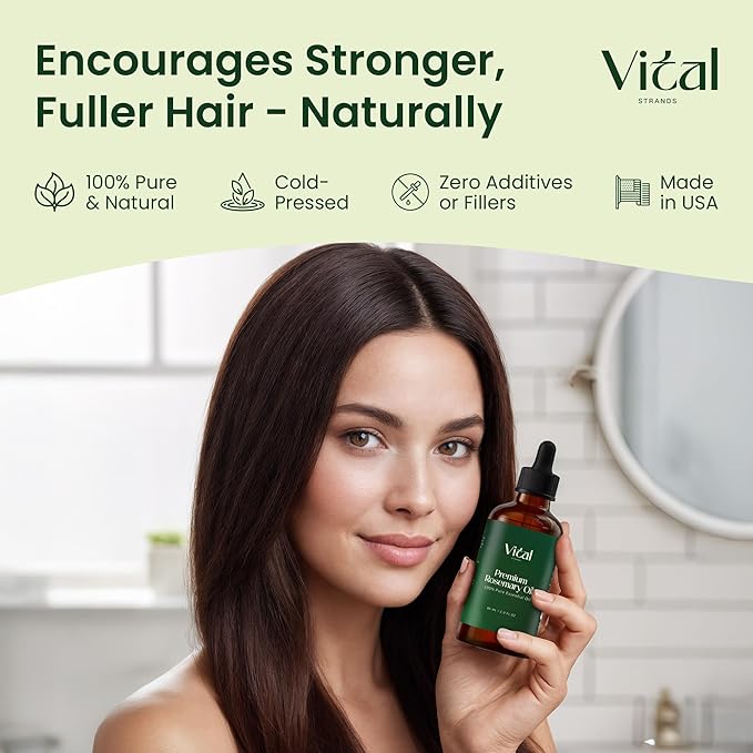 100% Pure Rosemary Oil for Hair Growth &amp Thicker Hair ? Cold Pressed Natural Essential Oil for Women &amp Men Nourishes Scalp Strengthens Roots Promotes Regrowth &amp Reduces Thinning