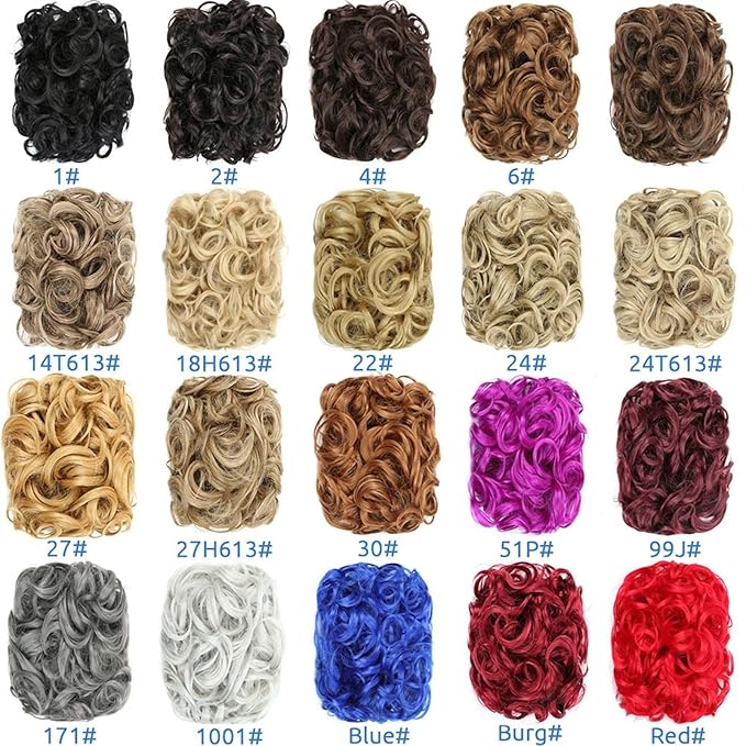 Hair Accessories Synthetic Messy Bun Wig Hair Pieces Wavy Curly Bun Ponytail Hair Extensions Bun Hair Comb Women Bun Wig Hair Pieces For Women(Red)