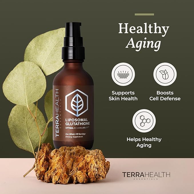 Terra Health Essentials - Liposomal Glutathione - Supports Immunity Skin Hair and Healthy Aging - Maximum Absorption Glutathione Supplements - 30 Day Supply