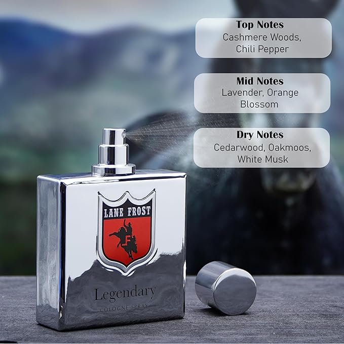 Lane Frost Legendary Chrome Cologne for Men - Bold Western Fragrance with Modern Edge - Spiced Woodsy Masculine Scent with Chili Pepper and Cedarwood - Long Lasting Manly Cologne Spray