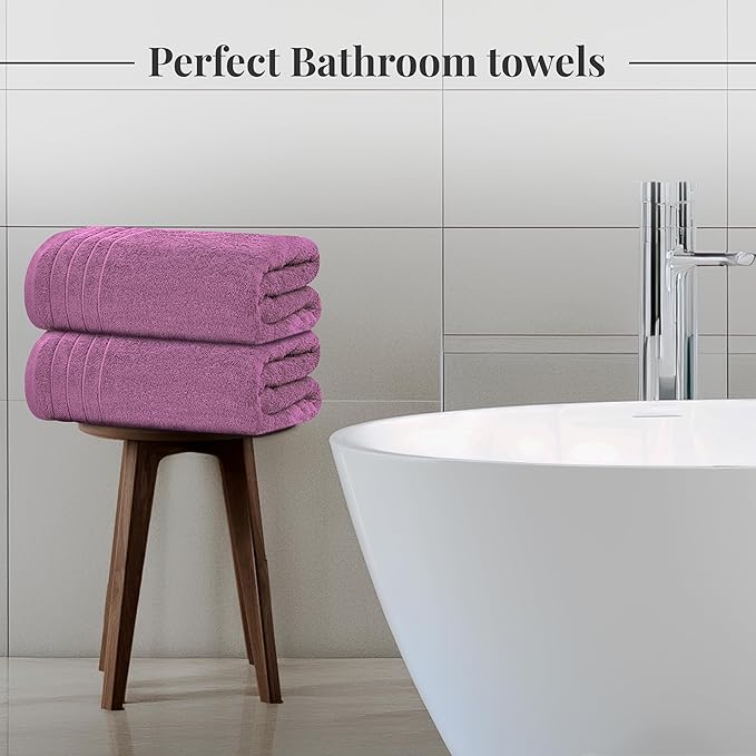 Tens Towels Pack of 4 Extra Large Bath Towels 30 x 60 Inches 100% Cotton Larger &amp Lighter Weight Quicker to Dry Super Soft and Absorbent Perfect for Bathroom Purple