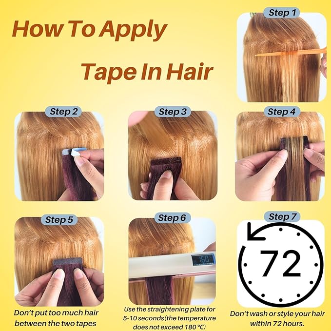Burgundy Tape in Hair Extensions Human Hair Invisible Remy Hair 18 Inch Tape in Human Hair Extensions 50G 20Pcs for Christmas