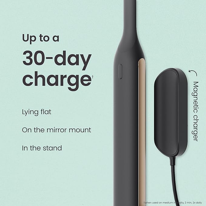 Quip Ultra Next Generation Smart Toothbrush - Timed Electric Toothbrush with Case - Replaceable Brush Head Soft Bristles Silicone Handle 30-Day Battery Life - Travel Toothbrush - Eclipse