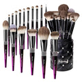 Bueart Design 16PCS Ultra Soft Makeup Brushes Sets with HolderProfessional Make up Brushes with Diamond(Purple-Black Gradient &amp Holder)