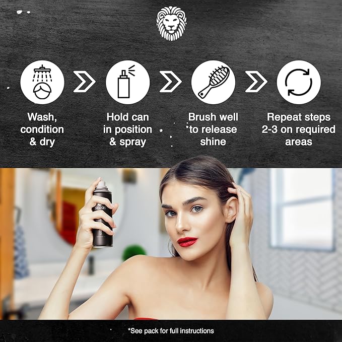 Mane Hair Thickening Spray &amp Root Touch Up Instantly Thicker Hair for Men &amp Women Fill in Hairlines and Hide Thinning and Fine Patches - Silver 12 Colors (6.76 oz)